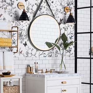 Hanging LED Bathroom Wall Mirror with Strap - Black / 60cm by Livingandhome