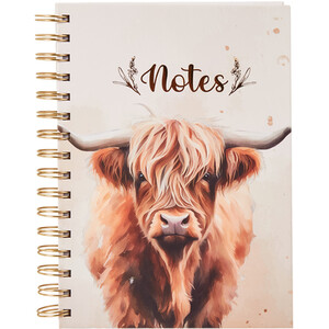 Highland Cow Chunky Wiro Notebook A5 - Cream