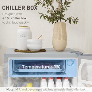 HOMCOM 91 Litre Freestanding Under Counter Fridge Lockable - Silver by HOMCOM