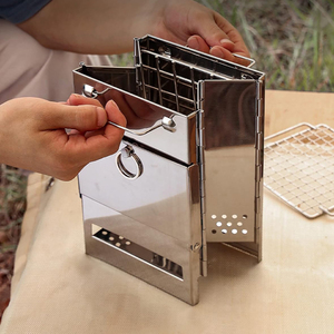 Portable Wood Burning Camping Stove - Silver
