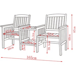 Wooden Bench 2 Seater Twin Chair With Table - Natural by BIRCHTREE