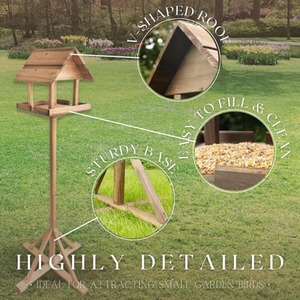 Traditional Wooden Garden Bird House Table - Brown by Garden Mile