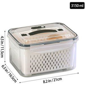 Livingandhome Set of 4 Fridge Storage Containers - Grayish White by Livingandhome