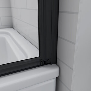 Black Framed Folding Bath Screen - Matt Black / 18.5kg by AicaBathroom