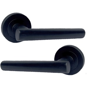 Door Handles T Bar Straight Lever on Rose Latch - Matt Black 125mm - Black by Betley Butterfly