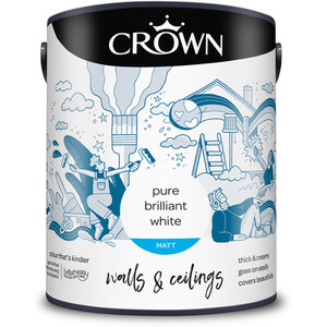Crown Premium Matt Emulsion Pure Brilliant White 5L - Pure Brilliant White by Crown Paints