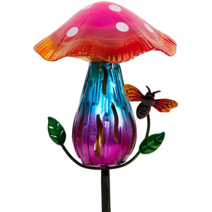 Solar Mushroom Rainbow Stake Light - Multicolour