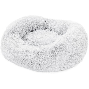 Medium Grey Plush Doughnut Fluffy Dog Bed - Grey by Ultra