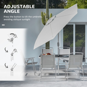 Outsunny 8 Pieces Garden Furniture Set with Parasol Folding Chairs by Outsunny
