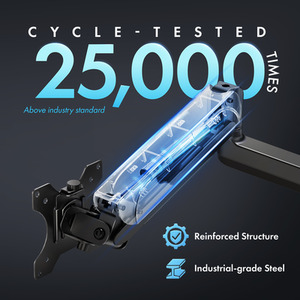 Height Adjustable Three Screen Mount with Clamp and Gas Spring Arms - Black by VonHaus