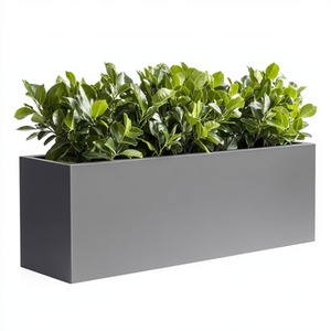 Zinc Galvanised Matte Grey Trough Planter by Woven Wood
