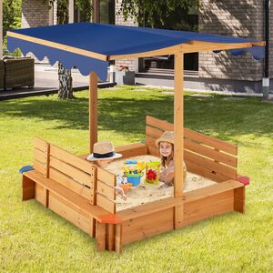 Kids Play Station Sandbox - Brown by Costway