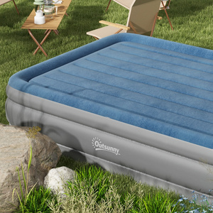 Outsunny Inflatable Queen Air Bed with Electric Pump - Blue by Outsunny