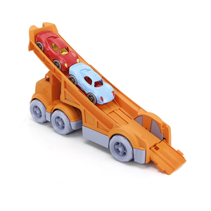 Racing Truck with 2 Race Cars - Orange by Green Toys