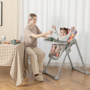 Folding Baby Highchair with Recline Footrest - Blue by Costway