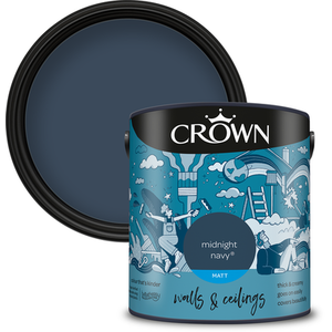 Crown Matt Emulsion - Midnight Navy / 2.5l by Crown Paints