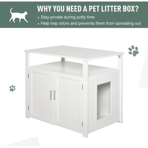 PawHut Wooden Cat Litter Box Enclosure - White by PawHut