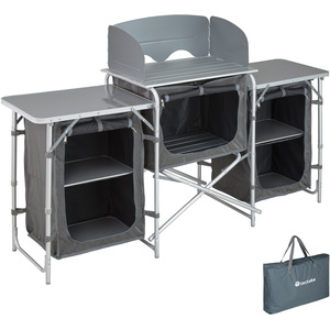Large Camping Kitchen Station - Grey by tectake