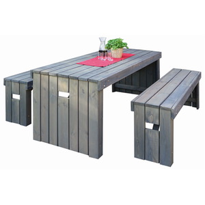 Rotterdam Garden Dining Table and Bench Set - Grey by Promex