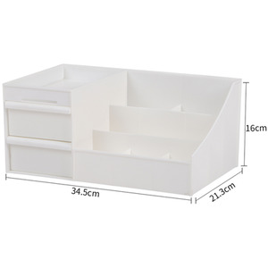 Plastic Makeup Organizer with Drawers - White by Livingandhome