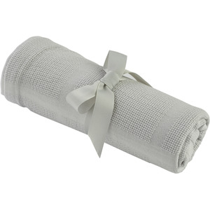 Blue Moses Basket with Natural Rocking Stand, Sheet and Grey Cellular Blanket - Blue by Kinder Valley