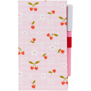 Cherry Hearts Sticky Notes Set with Pen - Pink