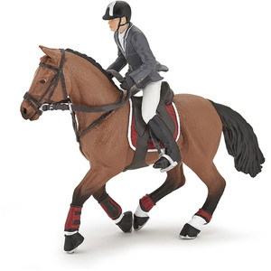 PAPO Horse and Ponies Competition Horse with Rider Toy Figure - Black by PAPO