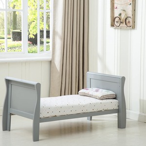 Savannah Sleigh Wooden Baby Cot Bed with Mattress - Grey by Mcc Direct