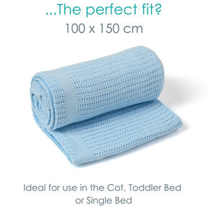 Soft Cotton Cellular Cot Blanket - Blue by Clair de Lune
