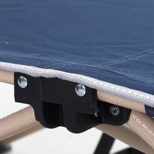 Outsunny Wide Folding Camping Cot With Carry Bag - Blue and Beige by Outsunny
