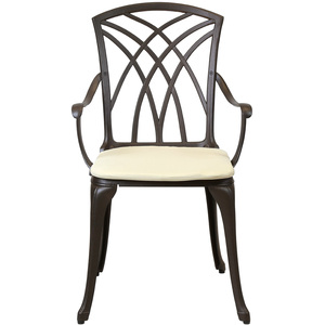 Metal Cast Aluminium 7 Piece Garden Furniture Table Patio Set With Cushions - Bronze, Cream by Charles Bentley