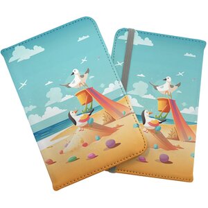 Seagulls On A Beach Holiday Passport Cover - Yellow by Warren Reed - Designer