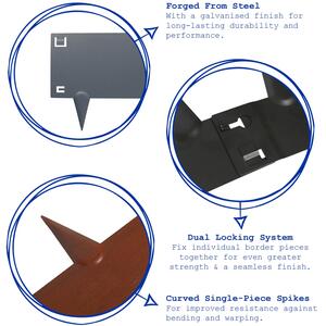 5pc Steel Lawn Edging Set - 5m x 8cm - Brown by Harbour Housewares