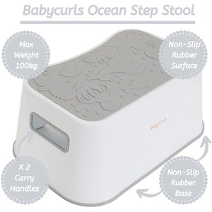Non-Slip Toddler Step Stool Ocean Theme - White by Babycurls