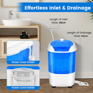 2 in 1 Mini Single Tub Washer Semi-automatic Spin Dryer - Blue by Costway