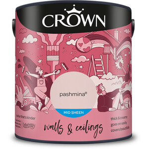 Crown Walls and Ceilings Mid Sheen Emulsion - Pashmina / 2.5l by Crown Paints