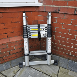 Lightweight Aluminium Hinged Telescopic Extendable Multi-Position Ladder - silver by Samuel Alexander