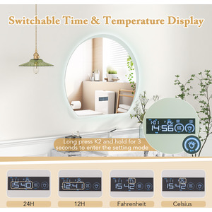 Half Circle LED Bathroom Mirror - Silver by Costway