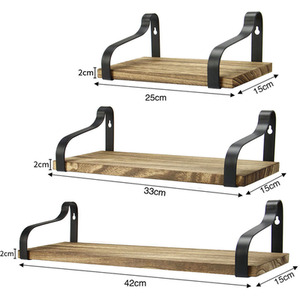 Set of 3 Wooden Floating Wall Shelves - Brown by Livingandhome