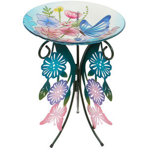 Butterfly Bird Bath with Stand - Multicolour