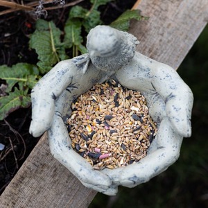 Open Hands Bird Feeder - Grey by Garden Mile