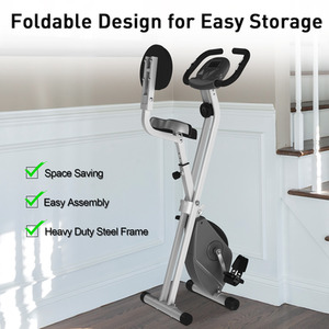 HOMCOM Magnetic Resistance Foldable Exercise Bike - Grey by HOMCOM