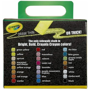 Childrens Crayola Box of 24 Sidewalk Washable Anti-Roll Bright Coloured Chalks - Multicoloured by Crayola