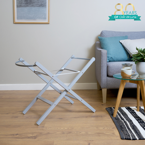 Wooden Folding Moses Basket Stand - Grey by Clair de Lune