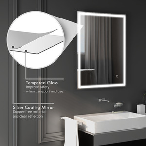 HOMCOM LED Bathroom Mirror with Lights Dimmable Touch Switch with 3 Colours - Silver by HOMCOM