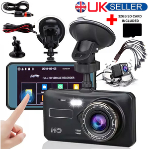 4 Inch Dual Dash Car HD Camera - Black