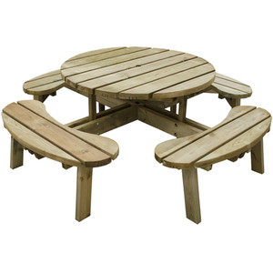 Circular Picnic Table - Natural / Without Backrests by Forest