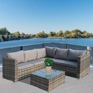 BIRCHTREE Rattan Furniture Set RFS08 - Grey by BIRCHTREE