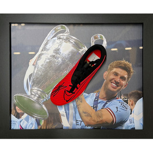 John Stones Signed and Framed Nike Boot - Orange by Allstarsignings