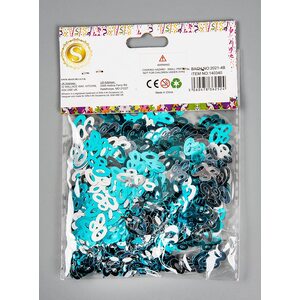 80th Birthday Confetti - Blue & Silver by Shatchi